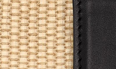 Shop Longchamp Small Box Trot Canvas Straw & Leather Crossbody In Straw/ Black