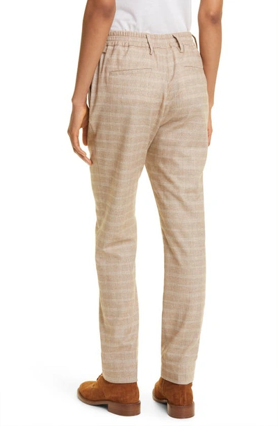 Shop Eleventy Plaid Drawstring Waist Virgin Wool Blend Pants In Sabbia