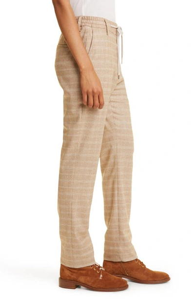 Eleventy Plaid Drawstring Waist Virgin Wool Blend Pants In Sabbia