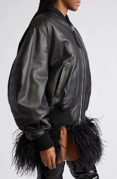 Shop Attico Anja Punk Oversize Leather Bomber Jacket In Black