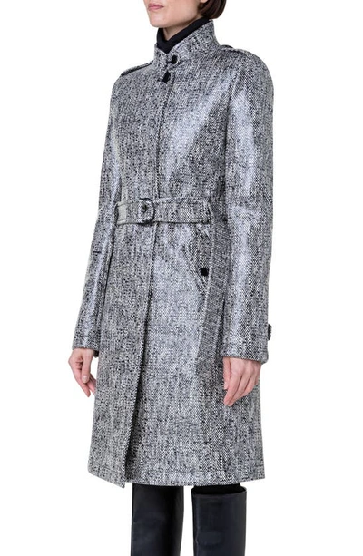 Shop Akris Punto Lacquered Tweed Rain Coat With Removable Lining In Black-cream
