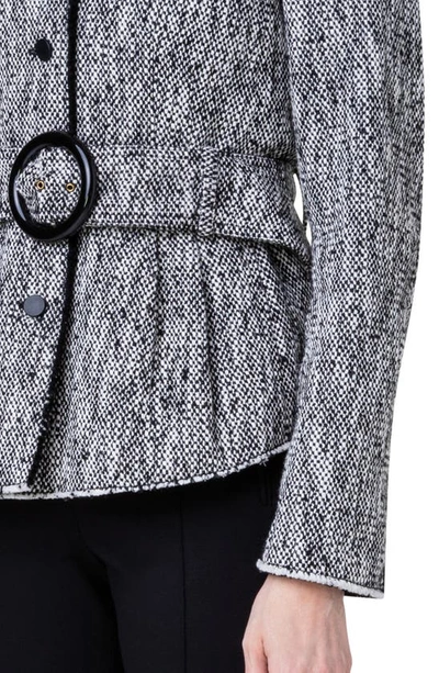 Shop Akris Punto Cotton Blend Tweed Jacket In 091 Black-cream