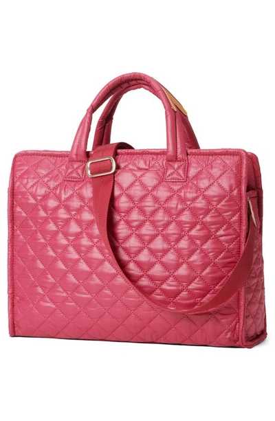 Shop Mz Wallace Medium Metro Quilted Nylon Box Tote In Dark Red