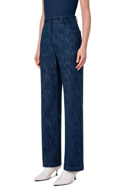 Shop Akris Punto Conor Straight Leg Jeans In 097 Navy Denim