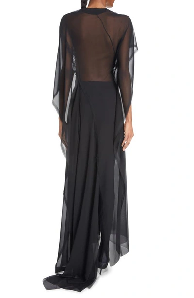 Shop Balenciaga Tie Front Cape Gown In Black