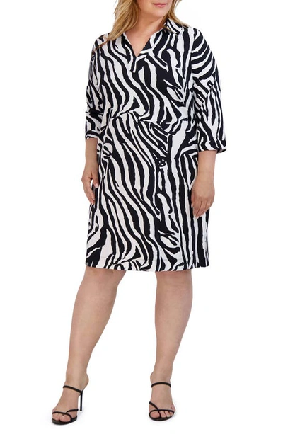 Shop Foxcroft Angel Zebra Print Dress In Black