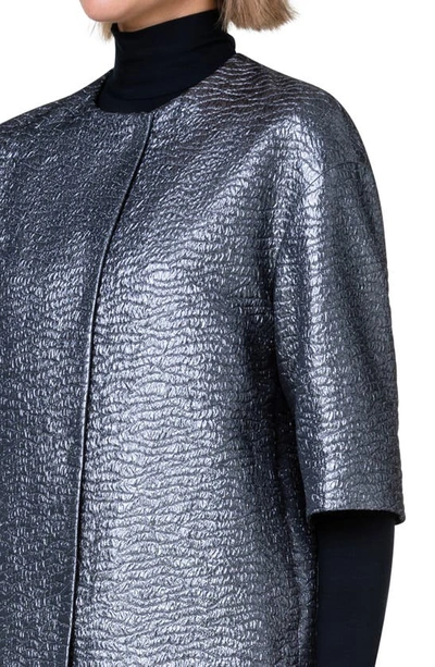 Shop Akris Punto Metallic Jacquard Jacket In 089 Slate