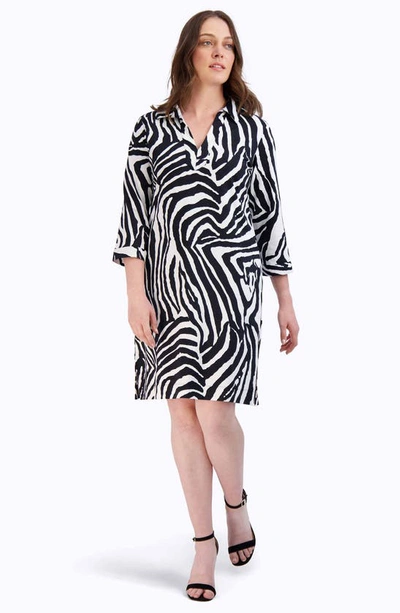Shop Foxcroft Angel Zebra Print Dress In Black