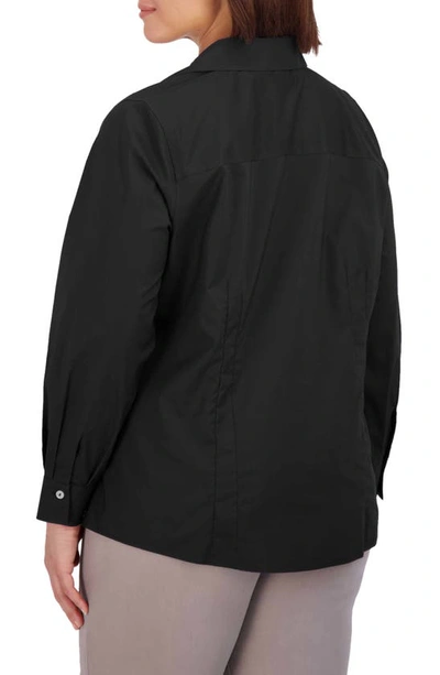 Foxcroft Taylor Long Sleeve Stretch Button-up Shirt In Black