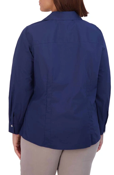 Shop Foxcroft Taylor Stretch Shirt In Navy