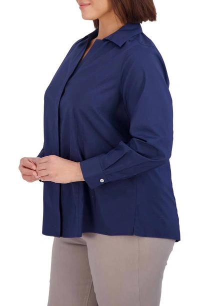 Shop Foxcroft Taylor Stretch Shirt In Navy