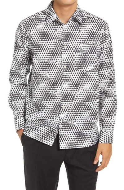Shop Ted Baker Hudson Geo Tile Long Sleeve Button-up Shirt In White