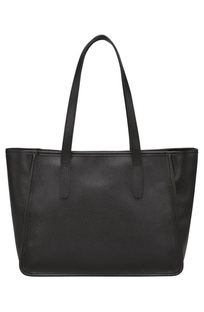 Shop Longchamp Le Foulonné Leather Shoulder Tote In Black