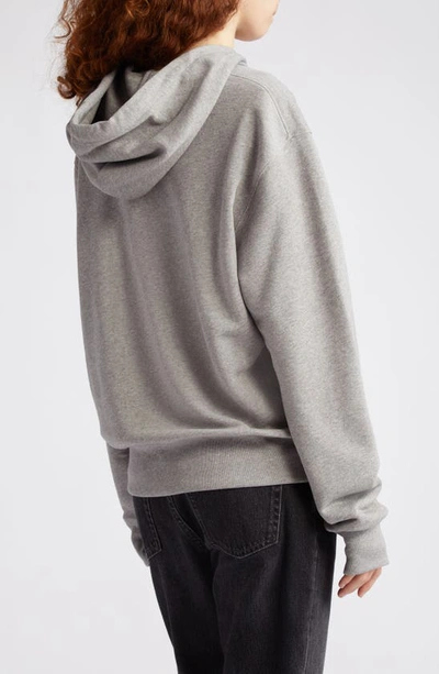 Shop Acne Studios Fairah Face Patch Oversize Cotton Hoodie In Light Grey Melange