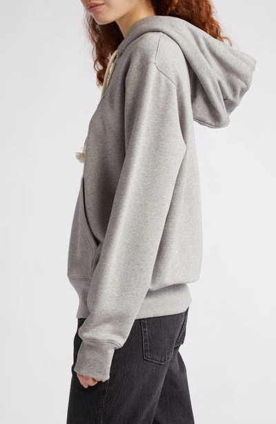 Shop Acne Studios Fairah Face Patch Oversize Cotton Hoodie In Light Grey Melange