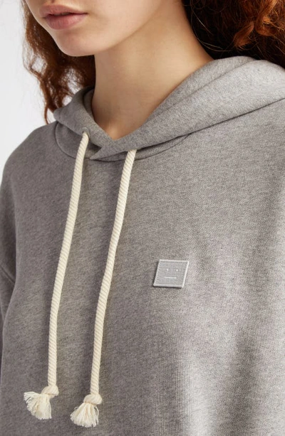 Shop Acne Studios Fairah Face Patch Oversize Cotton Hoodie In Light Grey Melange
