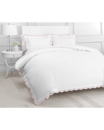 Melange Home Double Scalloped Embrodiery Duvet Set In White