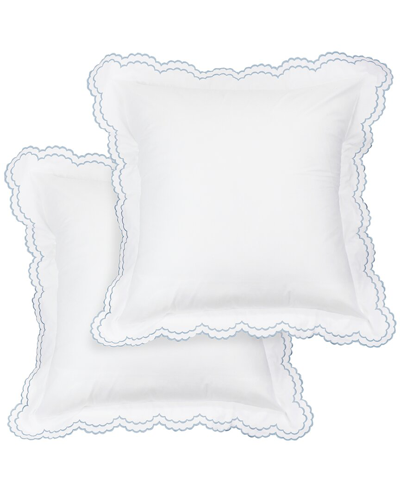 Melange Home Double Scalloped Embroidered Sham Pair In Blue