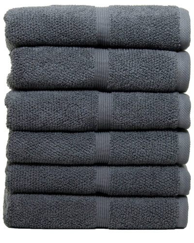 Shop Ivy Set Of 6  Collection Rice Effect Hand Towels In Grey