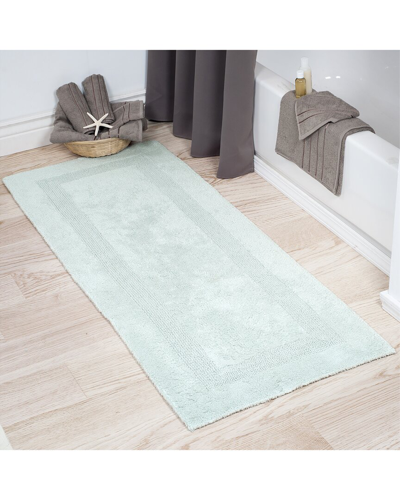 Shop Lavish Home Cotton Plush Reversible Long Bath Mat In Green
