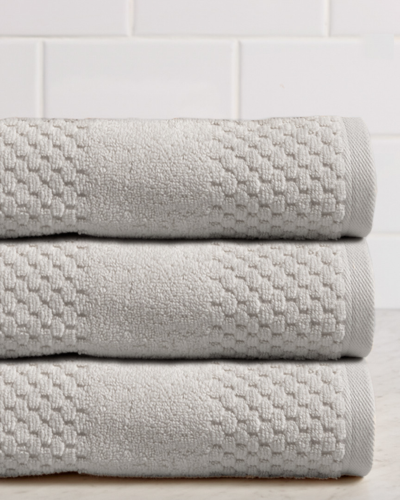 Shop Chortex Honeycomb Set Of 3 Turkish Cotton Bath Towels In Silver
