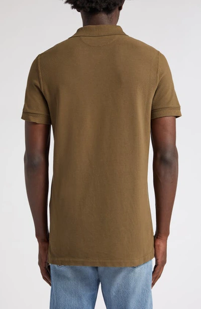 Shop Tom Ford Short Sleeve Cotton Piqué Polo In Deep Olive