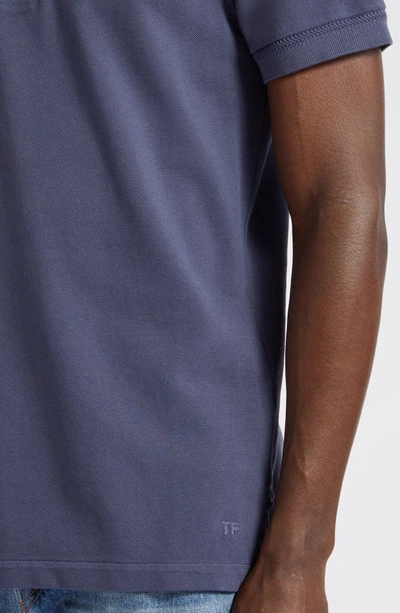 Shop Tom Ford Short Sleeve Cotton Piqué Polo In Navy