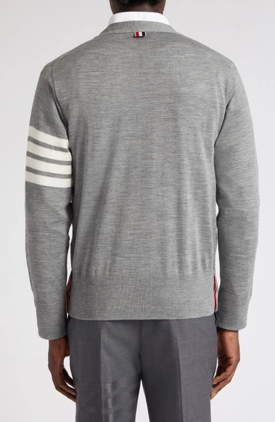 Shop Thom Browne 4-bar Merino Wool Cardigan In Pale Grey