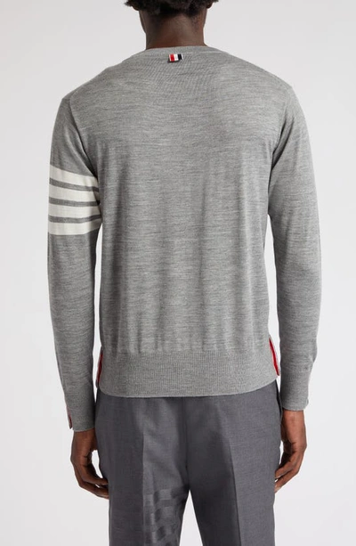 Shop Thom Browne 4-bar Merino Wool Sweater In Pale Grey