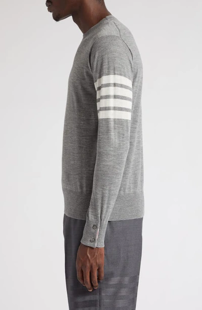 Shop Thom Browne 4-bar Merino Wool Sweater In Pale Grey