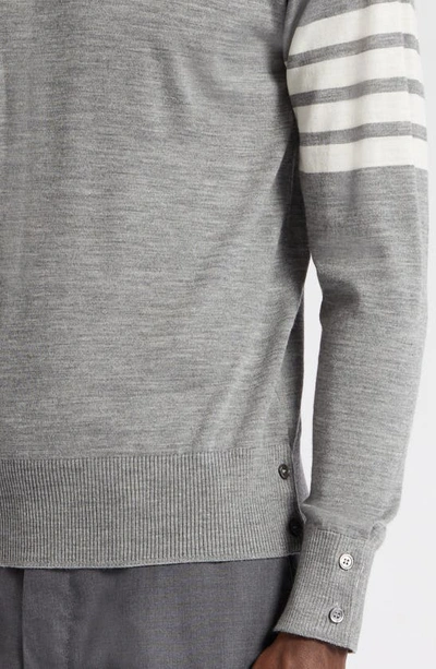 Thom Browne L Crewneck Sweater With 4 Bar Inlay In Pale Grey