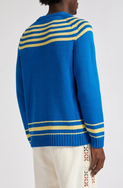 Shop Bode Pony Lasso Boxy Fit Crewneck Sweater In Blue Multi