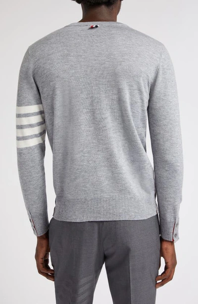 Thom Browne L Crewneck Sweater With 4 Bar Inlay In Med Grey