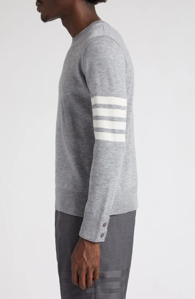 Thom Browne L Crewneck Sweater With 4 Bar Inlay In Med Grey