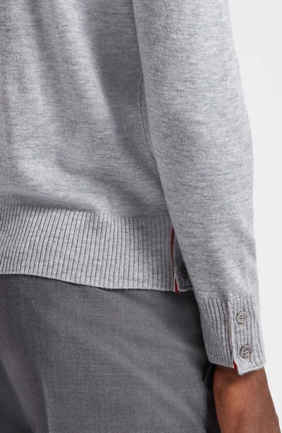 Thom Browne L Crewneck Sweater With 4 Bar Inlay In Med Grey