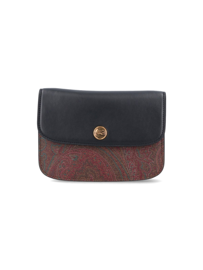 Etro Black Cotton Tracolla Crossbody In Multi