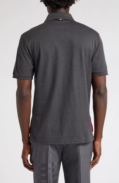 Thom Browne Collar Polo Shirt With Patch Pocket In Dark Grey