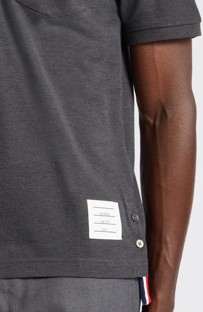 Thom Browne Collar Polo Shirt With Patch Pocket In Dark Grey