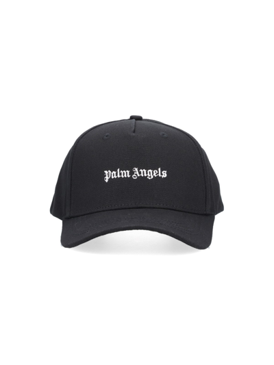 Shop Palm Angels Logo Baseball Cap In Black  
