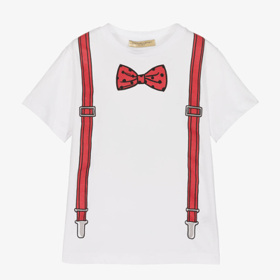Shop Stella Mccartney Kids Boys White Bow-tie Organic Cotton T-shirt