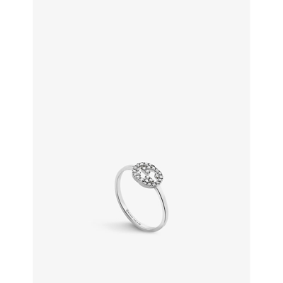 Shop Gucci Women's White Gold Interlocking Gg 0.12ct Diamond And 18ct White-gold Ring