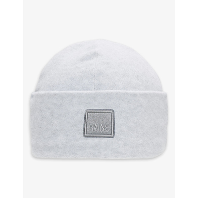 Shop Rains Womens 89 Grey Melange Logo-patch Woven Beanie Hat