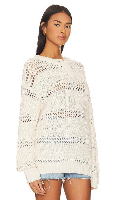 Lovers & Friends Mara Henley Open Stitch Sweater In Ivory