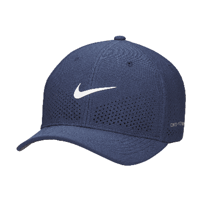 Shop Nike Unisex Dri-fit Adv Rise Structured Swooshflex Cap In Blue