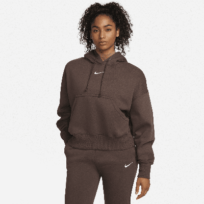 Shop Nike Women's  Sportswear Phoenix Fleece Over-oversized Pullover Hoodie In Brown