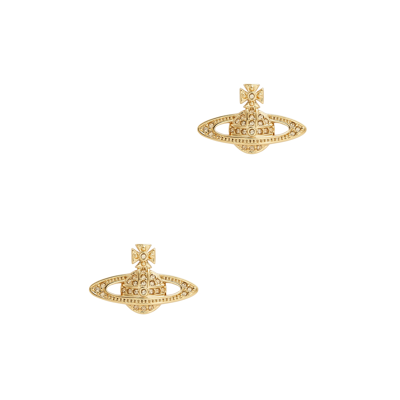 Shop Vivienne Westwood Mini Bas Relief Orb Stud Earrings In Gold