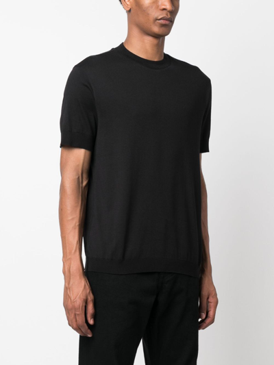 Shop Emporio Armani Logo-print Neckline T-shirt In Black