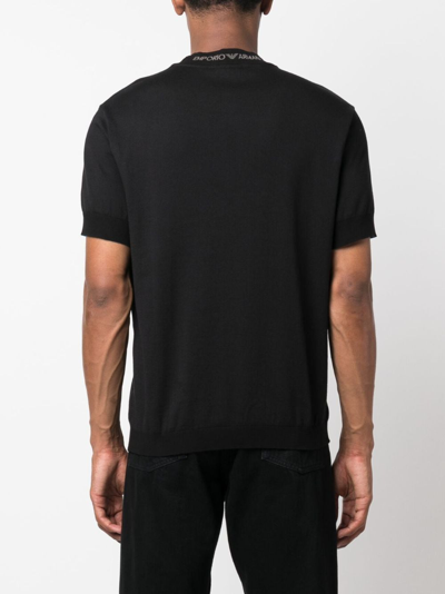 Shop Emporio Armani Logo-print Neckline T-shirt In Black
