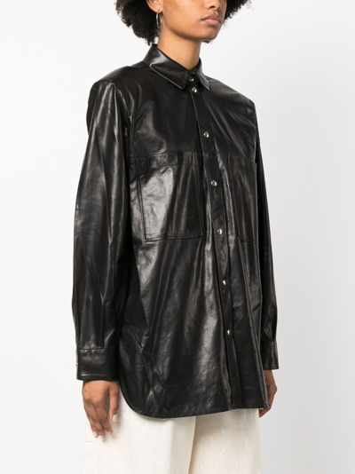 Shop Iro Alegre Long-sleveed Leather Shirt In Black