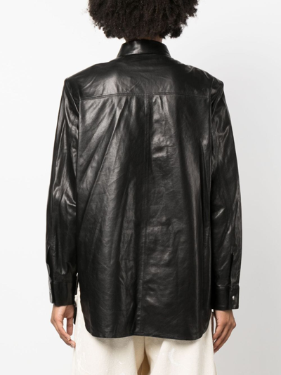 Shop Iro Alegre Long-sleveed Leather Shirt In Black